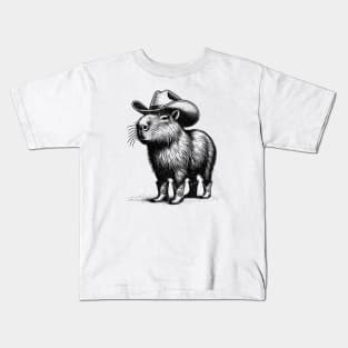 Capybara Cowboy Boots - Retro Western Aesthetic Art T-Shirt Kids T-Shirt